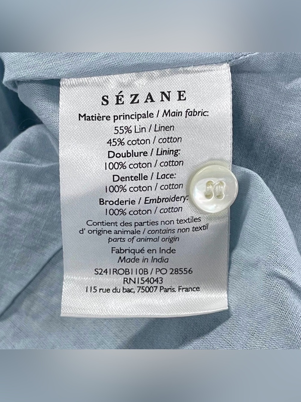 Sezane Romina Eyelet Embroidered Linen Blend Maxi Dress – Sky Blue - Picture 9 of 10